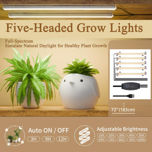 8 Tier Metal Plant Stand With 5 Full Spectrum Grow Lights 10 Level Dimmable Design