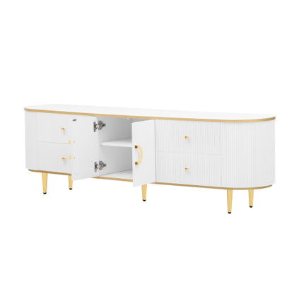 Modern 71 inch TV Stand with 4 Drawers, Cabinet and Cable Management