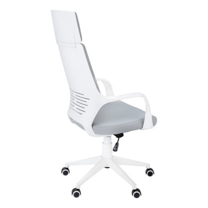 Office Chair, Adjustable Height, Swivel, Ergonomic, Armrests, Computer Desk, Work, Grey Mesh, White Metal, Contemporary, Modern