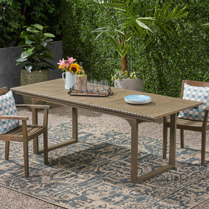 Outdoor Expandable Acacia Wood Dining Table, Gray