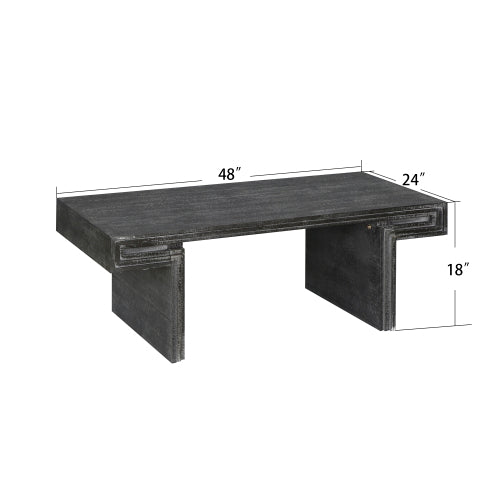 48 Inch Double-Tier Vintage Industrial Table, Antique Black
