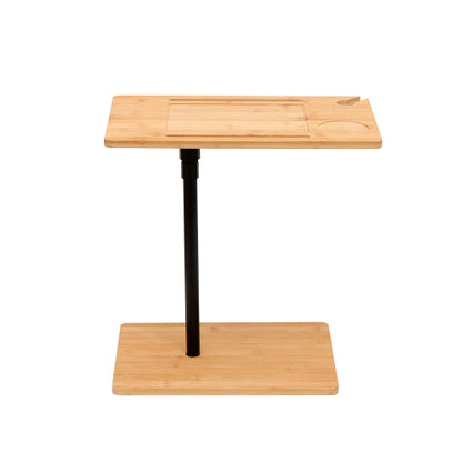 Height Adjustable Bamboo C-Shaped 2-Tier Side Table