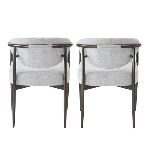 Modern Dining Chairs Set of 2, Upholstered Armchairs with Bronze Iron Frame, Beige Cushion