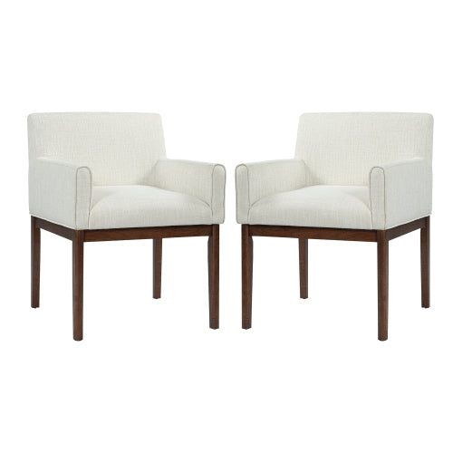 Upholstered Rubberwood Dining Armchairs, Set of 2, Beige/Brown