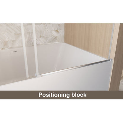 Frameless Single sliding shower door 56-60 "W x 60" H, 1/4 "(6 mm) Clear Tempered Glass, Explosion Proof Film, Stainless Steel Handle Square Tube Track ,Brushed Nickel