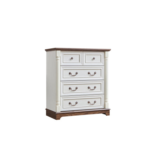 Farmhouse Style 5 Drawer Dresser Chest with Base Wooden Rustic Chest of Drawers, Storage Dresser Organizer for Bedroom, Living Room, Beautiful Sturdy and Durable