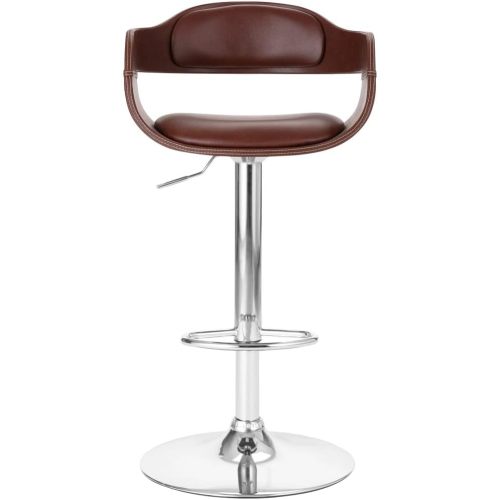 Contemporary Swivel Adjustable Barstool with Padded Seat and Back