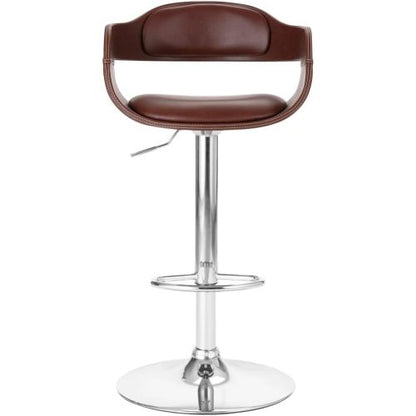 Contemporary Swivel Adjustable Barstool with Padded Seat and Back