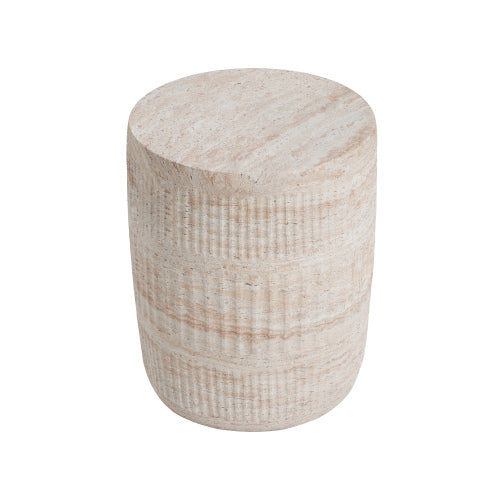 Outdoor/Indoor Lightweight Concrete Side Table,Travertine Finish