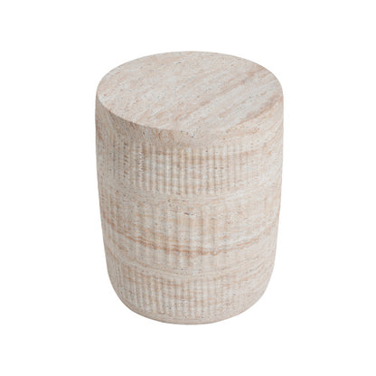 Outdoor/Indoor Lightweight Concrete Side Table,Travertine Finish
