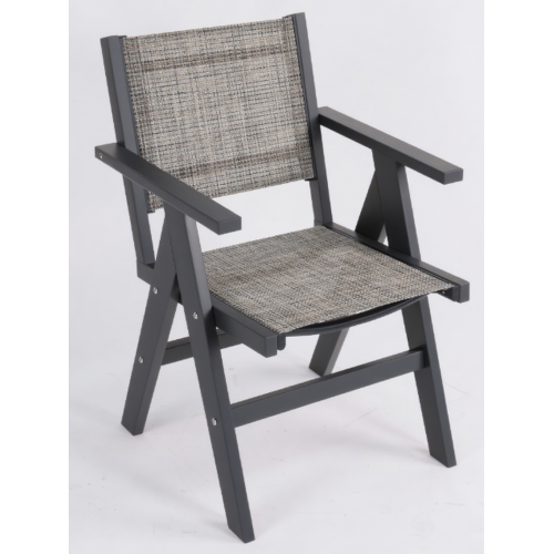 Lounge chair CHARCOAL GREY color, suitable for all seasons: Outdoor lounge chair, made of sturdy HIPS material, equipped with 304 stainless steel accessories.