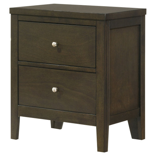 Dark Cocoa 2-Drawer Wood Nightstand with Nickel Hardware