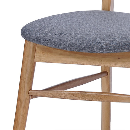 Set of 2 Natural & Gray Mid-Century Rubberwood Dining Chairs, Splayed Legs 300lbs Weight Capacity