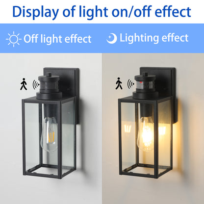 1-Light Matte Black Non-Motion Sensing Outdoor Hardwired Wall Sconce Light with Socket, Bulb Not Included