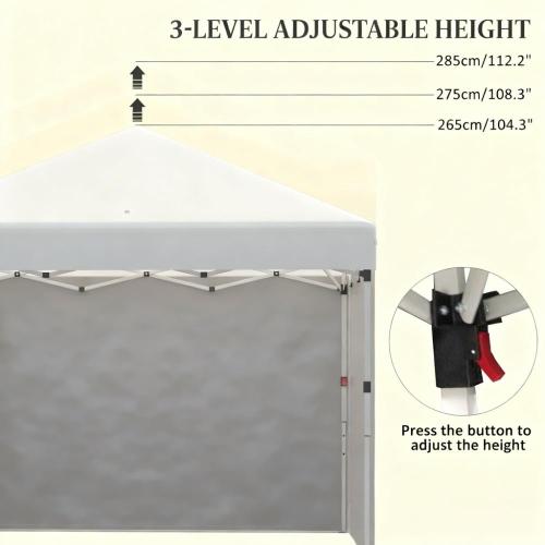 Height Adjustable Instant Party Tent Shelter Gazebo,Pop Up Canopy Tent with 3 Sidewalls, Leg Weight Bags and Carry Bag