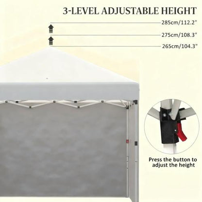 Height Adjustable Instant Party Tent Shelter Gazebo,Pop Up Canopy Tent with 3 Sidewalls, Leg Weight Bags and Carry Bag