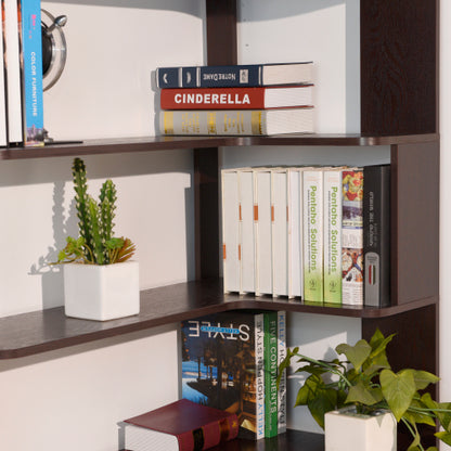 90cm Freestanding Corner Bookshelf with Anti-Tip Design