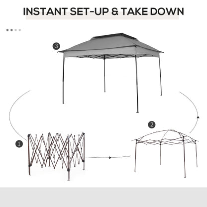 Outsunny 11' x 11' Pop Up Canopy, Outdoor Patio Gazebo Shelter with Removable Zipper Netting, Instant Event Tent w/ 114 Square Feet of Shade and Carry Bag for Backyard, Garden, Light Gray