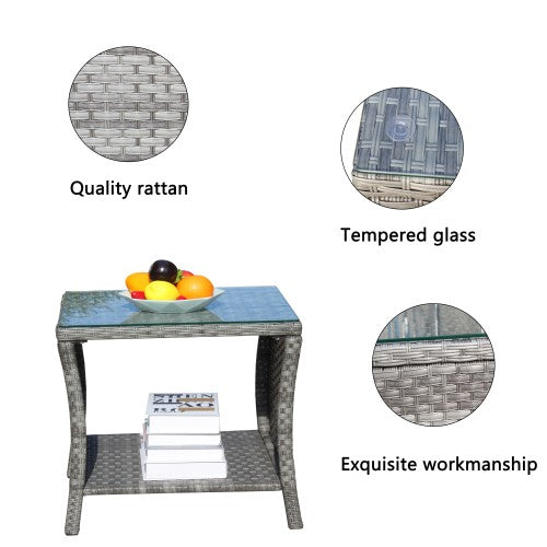 Outdoor patio Furniture 1 Coffee Table with clear tempered glass