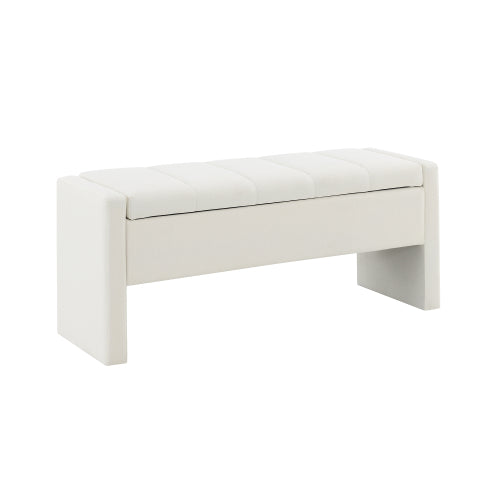 Modern Bed End Bench with Storage,Upholstered Large Foot Rest Stool, Comfy Window Vanity Bench for Living Room,Bedroom,Dorm,Coffee Table,Linen Beige