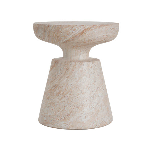 Outdoor/Indoor Lightweight Concrete Side Table,Travertine Finish