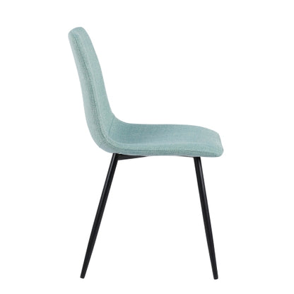 Linen Upholstered Dining Chairs with Black Metal Legs, Set of 4, Light Green