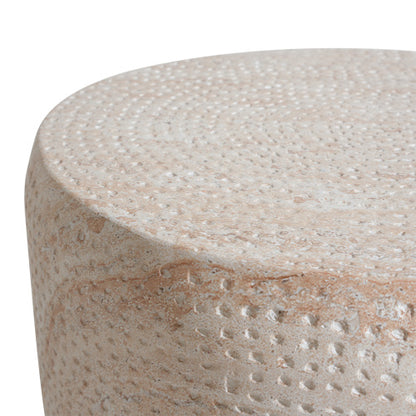 Outdoor/Indoor Lightweight Concrete Side Table,Travertine Finish