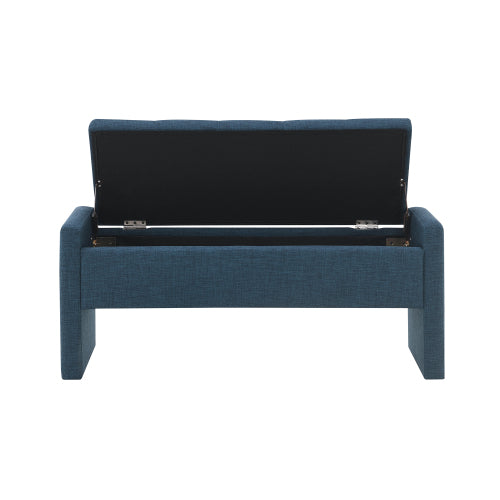 Modern Bed End Bench with Storage,Upholstered Large Foot Rest Stool, Comfy Window Vanity Bench for Living Room,Bedroom,Dorm,Coffee Table,Linen Navy Blue