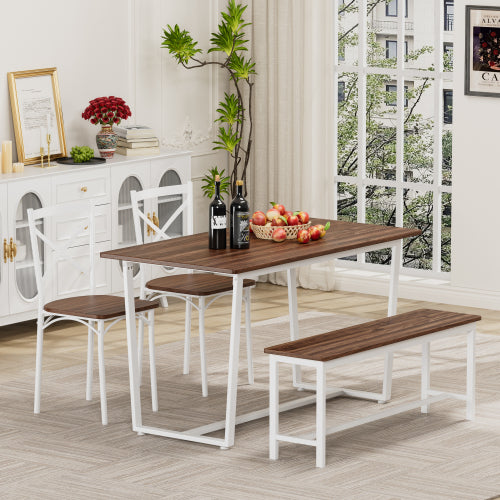 4-Piece Industrial Dining Set, MDF Table & 4 Curved Back Chairs