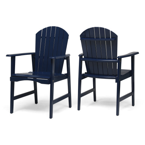 Outdoor Weather Resistant Acacia Wood  Dining Chairs (Set of 2), Blue Navy Finish