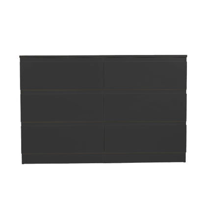6 Drawer Black Dresser, Modern Bedroom Dresser with Spacious Countertop, Wood Storage Cabinet with Concealed Handles & 6 Deep Drawers for Bedroom, Living Room, Entryway, 15.7" D x 47.2" W x 30.9" H