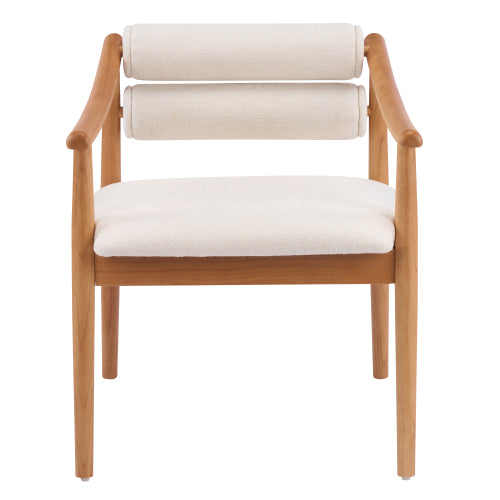 Indoor Solid Wood Dining Arm Chairs Set of 2, Natural Wood Finish