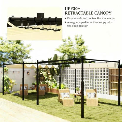 Easy to Setup Outdoor Pergola,Retractable Pergola Canopy with Magnetic Fixture