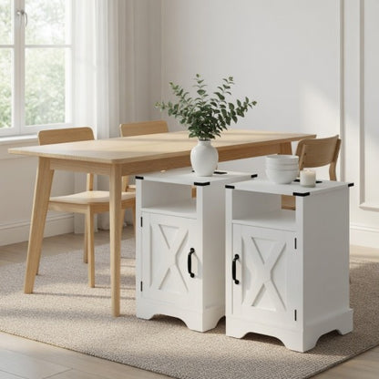 2-Pack 16inch White Farmhouse Charging Nightstand