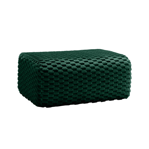 Green Flannelette Modular Ottoman, Pre-Assembled Upholstered Stool with Ergonomic Curved Armrest