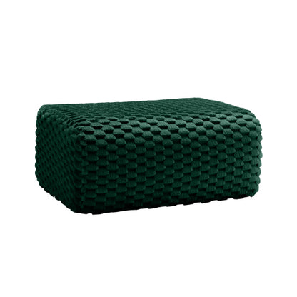 Green Flannelette Modular Ottoman, Pre-Assembled Upholstered Stool with Ergonomic Curved Armrest
