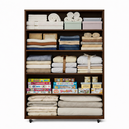 5 Drawer Dresser on Wheels Dark Brown Rolling Chest of Drawers Mobile Storage Cabinet for Bedroom Closet, Wide Drawer Organizer, 30.71" W x 15.75" D x 44.49" H