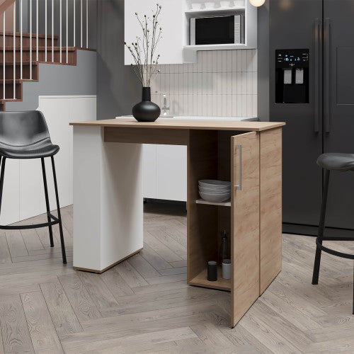 Bar Kitchen Island, Kitchen, White / Macadamia