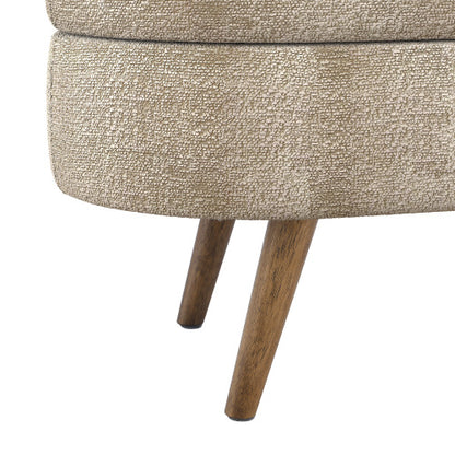 Ottoman Oval Storage Bench,Rubber Wood Legs, Gray (43.5inch x16inch x16inch )Brown