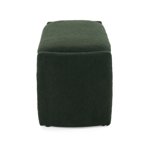 Boucle Storage Ottoman Bench with 17 Gallon Capacity, Dark Green