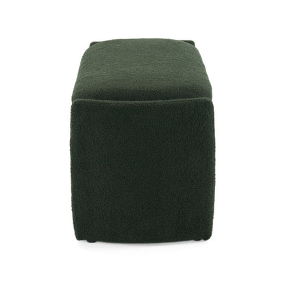 Boucle Storage Ottoman Bench with 17 Gallon Capacity, Dark Green