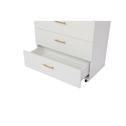 White 5-Drawer Dresser with handles – Modern Storage Cabinet