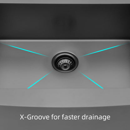 33x21x10"Farmhouse Apron Single Bowl Stainless Steel Kitchen Sink