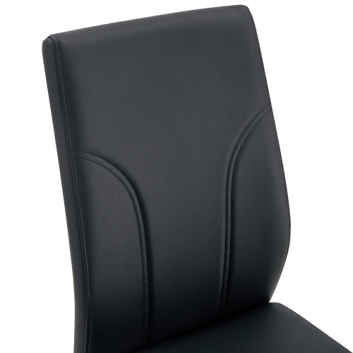 Set of 2 Black PU High-Back Dining Chairs, Waterproof PU Fabric, Sturdy Legs for Dining Room, Kitchen & Living Room