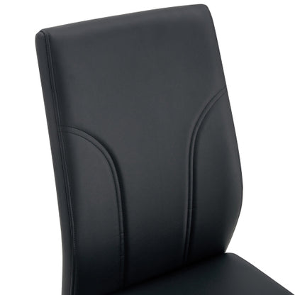 Set of 2 Black PU High-Back Dining Chairs, Waterproof PU Fabric, Sturdy Legs for Dining Room, Kitchen & Living Room