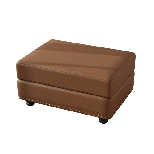 Brown Faux Leather Ottoman with Sofa Combination, Storage & Footrest