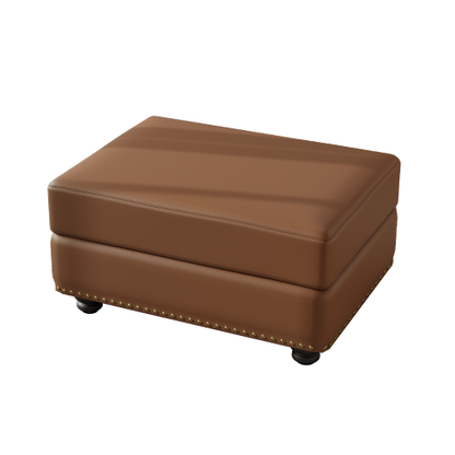 Brown Faux Leather Ottoman with Sofa Combination, Storage & Footrest