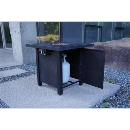 25" H Outdoor Patio Propane Gas Fire Pit Table - 50,000 BTU High-temperature-resistant carving process for environmentally friendly materials with the effect of rattan weaving grain