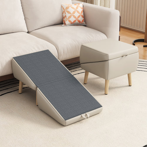 Foldable Ottoman Dog Stairs Ramp for Small Dogs and Cats 2-in-1 Pet Steps