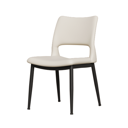 Set of 2 Modern White PU Leather Dining Chairs, Stable Metal Frame Multi-Space Armless Side Chairs